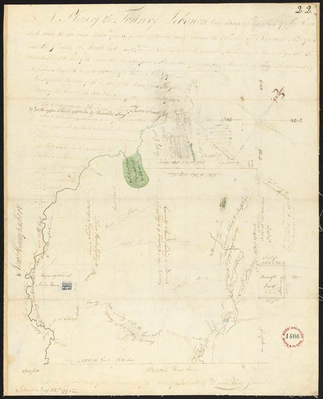 Plan of Lebanon (Towwoh) made by Daniel Wood, dated March 7, 1795.