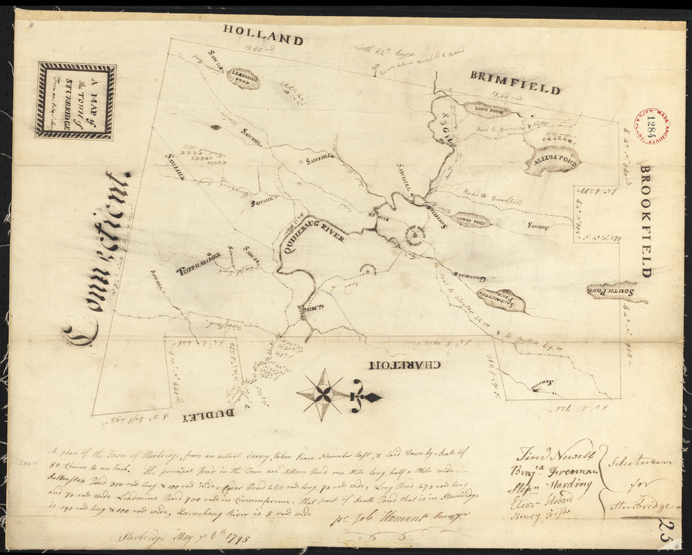 Plan of Sturbridge surveyed by Job Hamant, dated May 6, 1795.