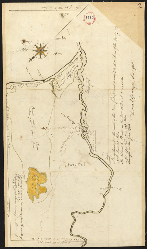 Plan of Pepperellborough (Saco) surveyed by Daniel Grainger, dated 1794.