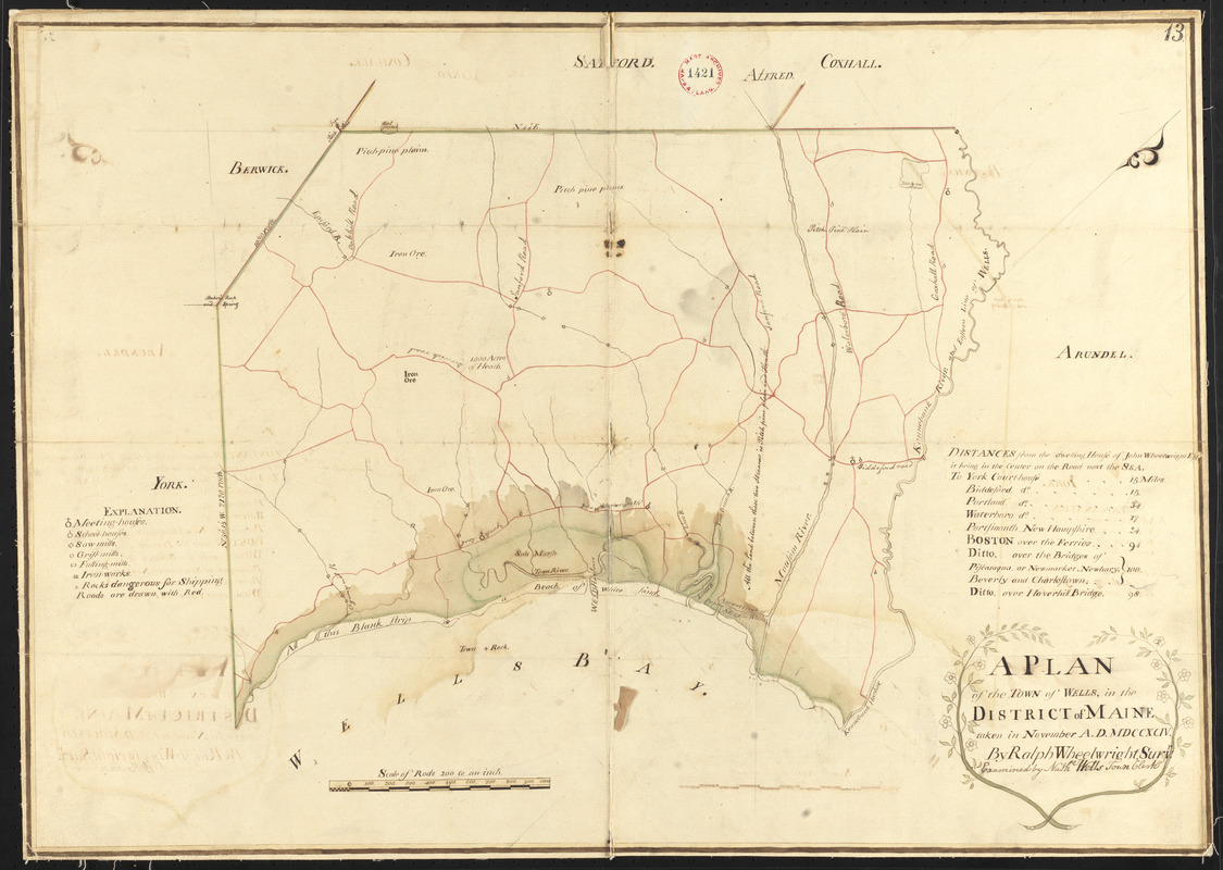 Plan of Wells, made by Ralph Wheelwright, dated November 1794.