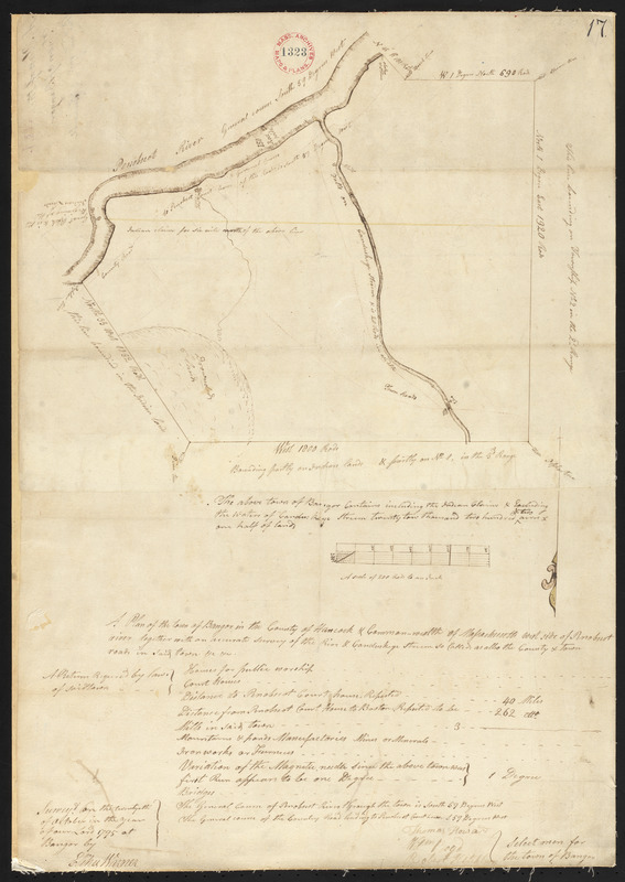 Plan of Bangor made by Elihu Warner, dated October 20, 1795.