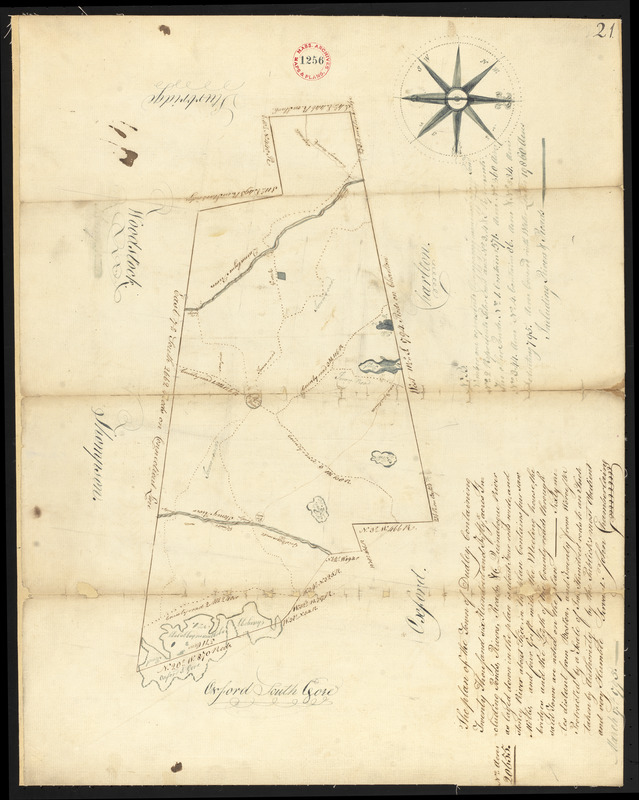 Plan of Dudley surveyed by John Chamberlin dated March 17, 1795.
