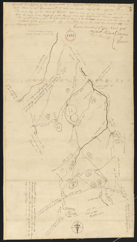 Plan of Carver surveyed by Nehemiah Cobb, dated 1794-5.