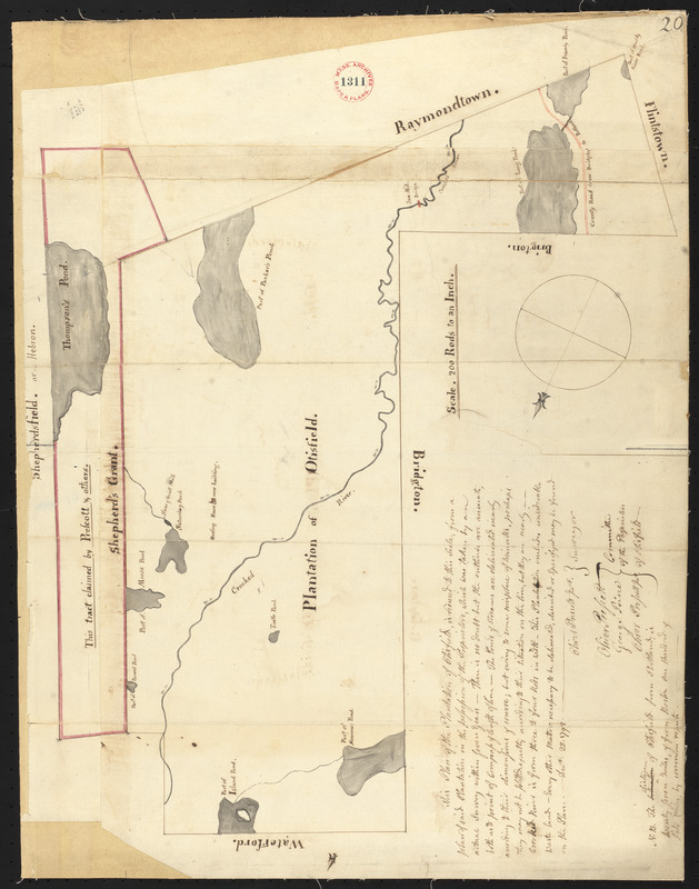 Plan of Otisfield, made by Oliver Prescott, Jr., dated 1794-5, showing Shepard's Grant i.e. Phillips Gore.