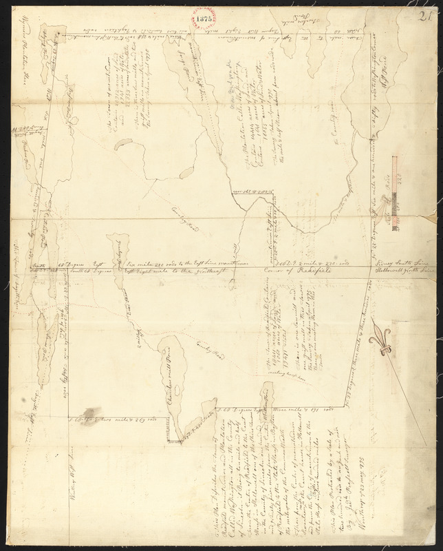 Plan of Readfield, Washington Plantation and Belgrade (Mt. Vernon), made by J Prescott, dated 1794-5.