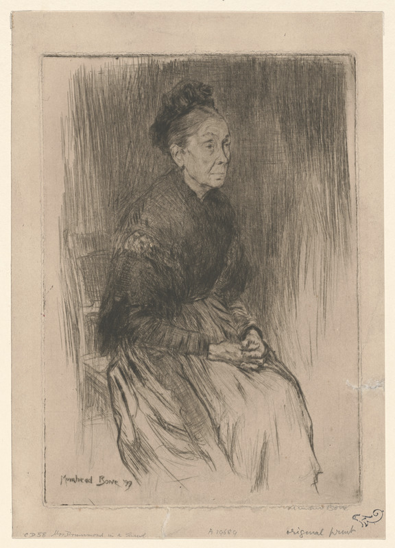 Mrs. Drummond in a shawl, to the right
