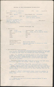 Record of Post-Mortem Examination of Frederick A. Parmenter