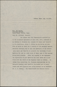 Letter from Winfield M. Wilbar, District Attorney (Southeastern District) to Jay R. Benton, Massachusetts Attorney General