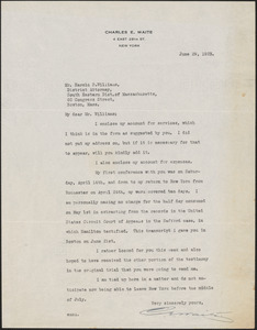 Letter from Charles E. Waite to Harold P. Williams, District Attorney (Southeastern District)