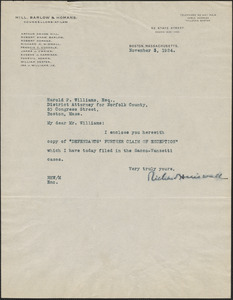 Letter from Richard H. Wiswall to Harold P. Williams, District Attorney (Southeastern District)