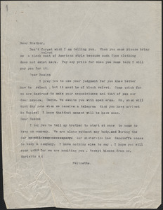 Letter from Marietta and Felicetta Sacco to Nicola and Rose Sacco