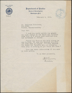 Letter from William J. Burns, Director of Federal Bureau of Investigation (Department of Justice) to Lawrence Letherman
