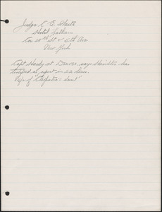 Handwritten notes regarding Judge Charles E. Waite and Albert H. Hamilton