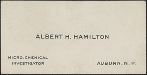 Business card of Albert H. Hamilton