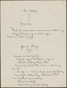 Handwritten notes from hearings concerning witness examinations