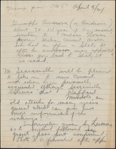 Handwritten memo concerning Giuseppe Andrower and Mr. Scaramella