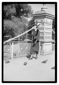 Models posing on Lagoon Bridge, Boston Public Garden