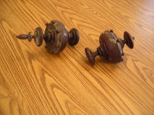 Two small wooden objects