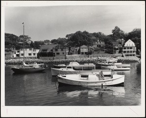 Roskport Harbor, Mass shoreline with pleasure boats