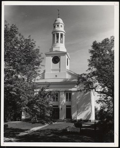 The First Cong. Church Rockport, Mass blt 1803- known as Old Sloop- has steeple rebuilt 1814 after being demolished after shots from British man of war "Nymph"