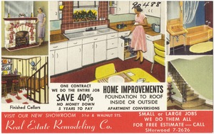 One contract, we do the entire job, home improvements, save 40%, Real Estate Remodeling Co.