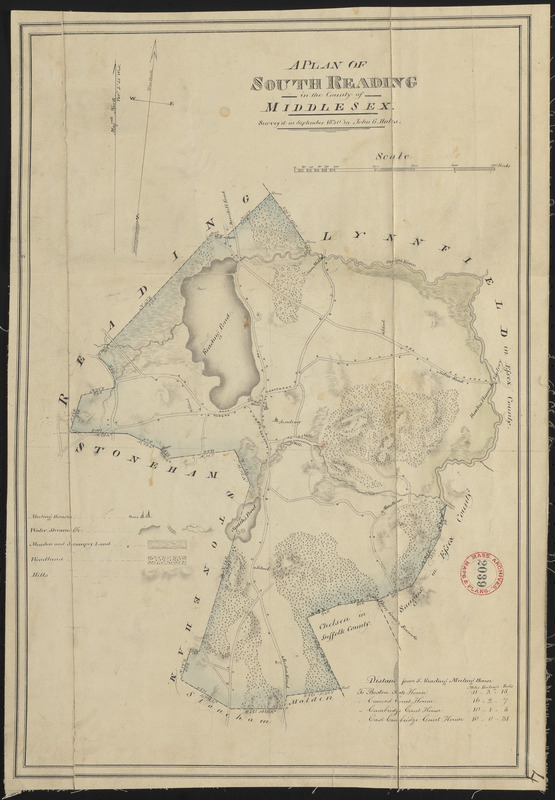 Plan of South Reading (Wakefield) made by John G. Hales, dated September 1830