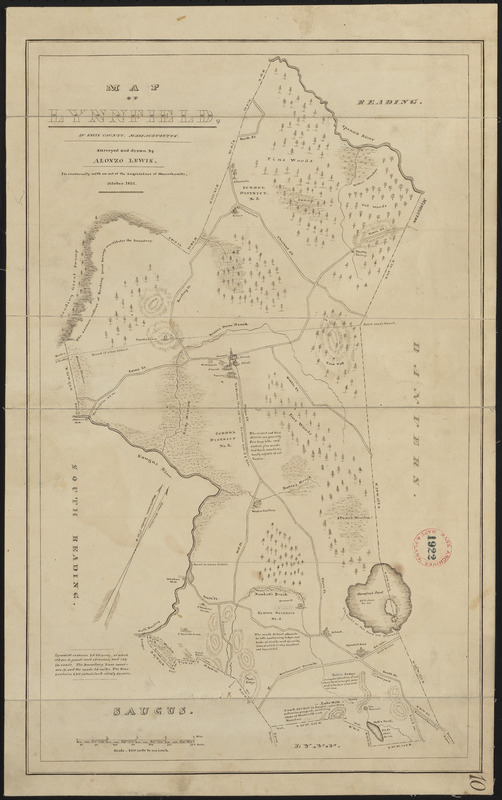 Plan of Lynnfield made by Alonzo Lewis dated October 1831