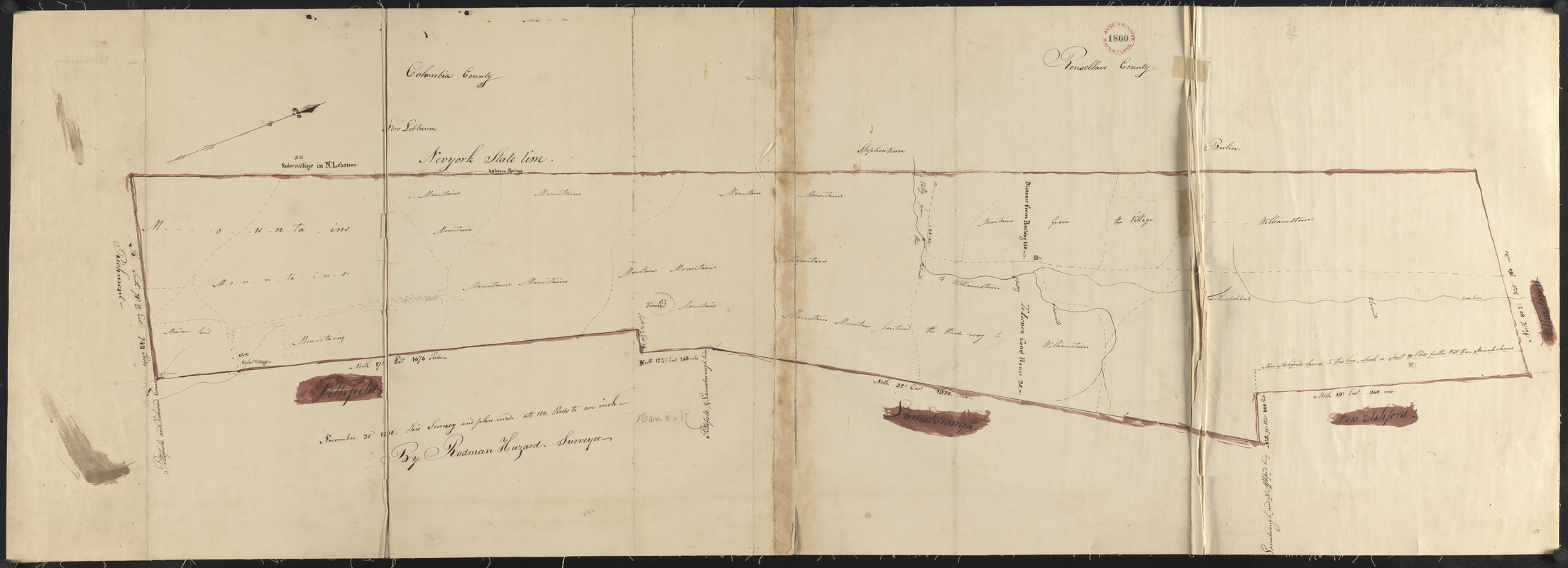 Plan of Hancock made by Rodman Hazard, dated November 20, 1830