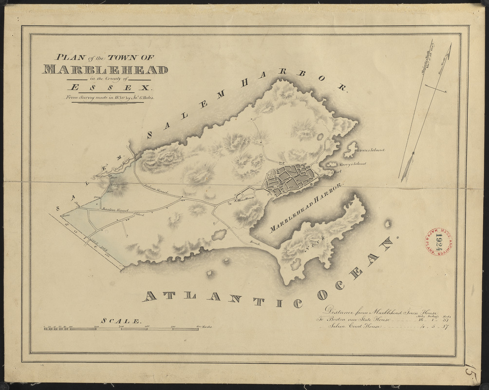 Plan of Marblehead made by John G. Hales, dated 1830