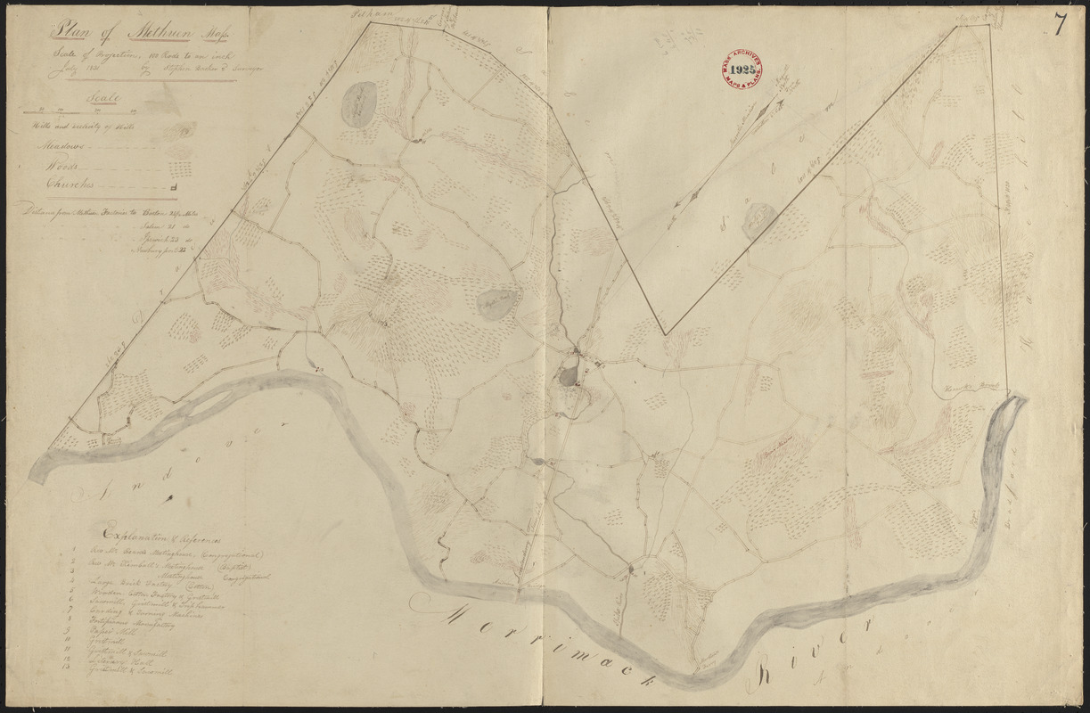 Plan of Methuen made by Stephen Barker, 2nd, dated July 1831