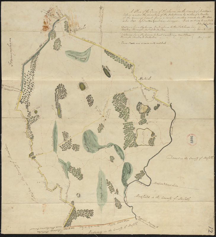 Plan of Sherborn made by Dalton Goulding, dated 1831