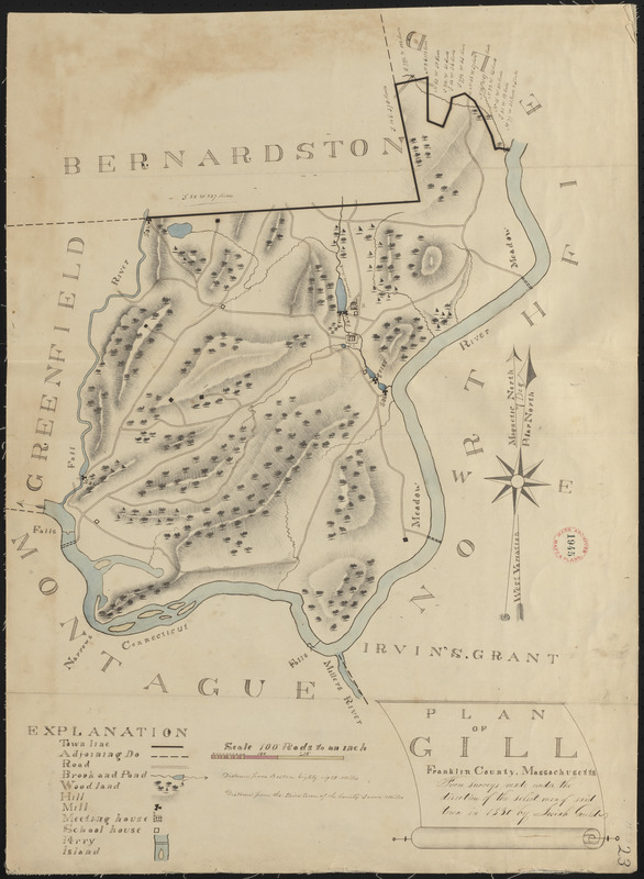 Plan of Gill made by Josiah Gould, dated 1830