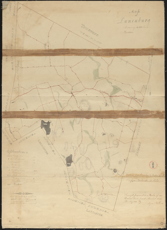 Plan of Lunenburg made by Cyrus Kilburn, dated 1831