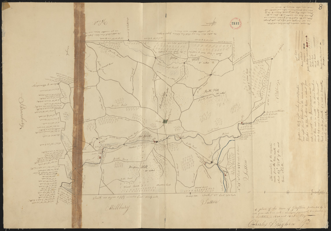 Plan of Grafton made by Charles Brigham Jr. dated 1831