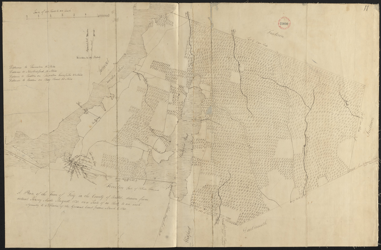 Plan of Fall River (Troy), surveyor's name not given, dated August 1831