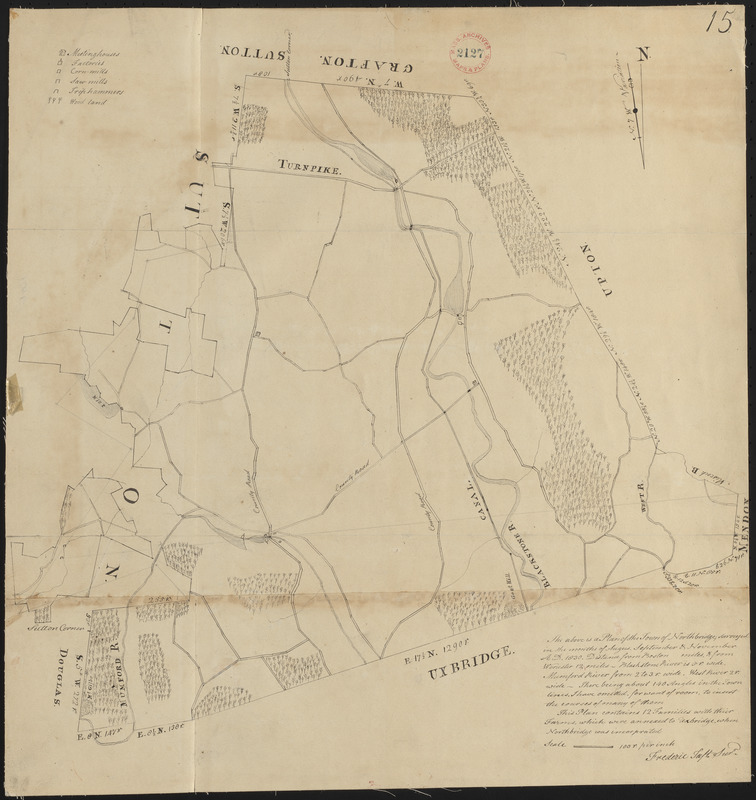 Plan of Northbridge made by Frederic Taft, dated November 1830