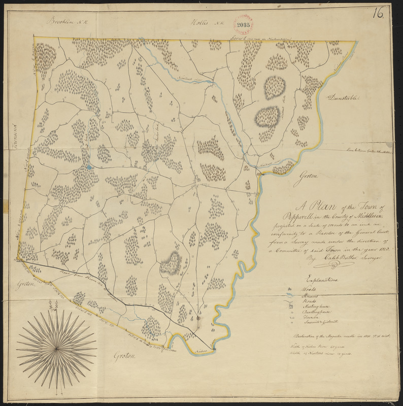 Plan of Pepperell made by Caleb Butler, dated 1830