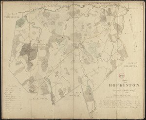 Plan of Hopkinton made by Matthew Metcalf, dated 1831