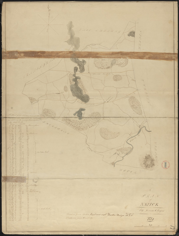 Plan of Natick made by Jonas Clayes, dated 1831