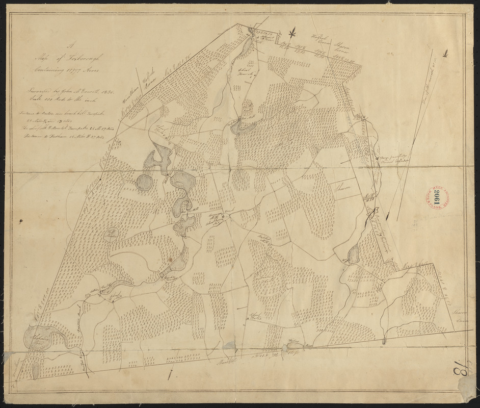 Plan of Foxborough made by John M. Everett, dated 1830