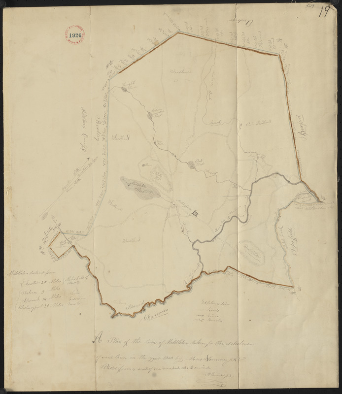 Plan of Middleton made by Moses Dorman, Jr., dated 1830