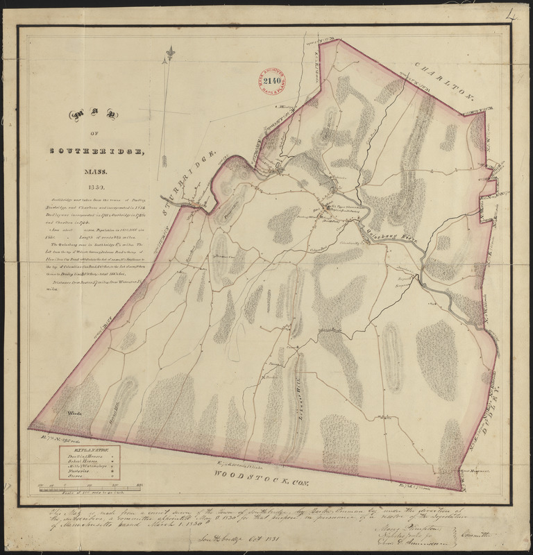 Plan of Southbridge made by Barlow Freeman, dated October, 1831