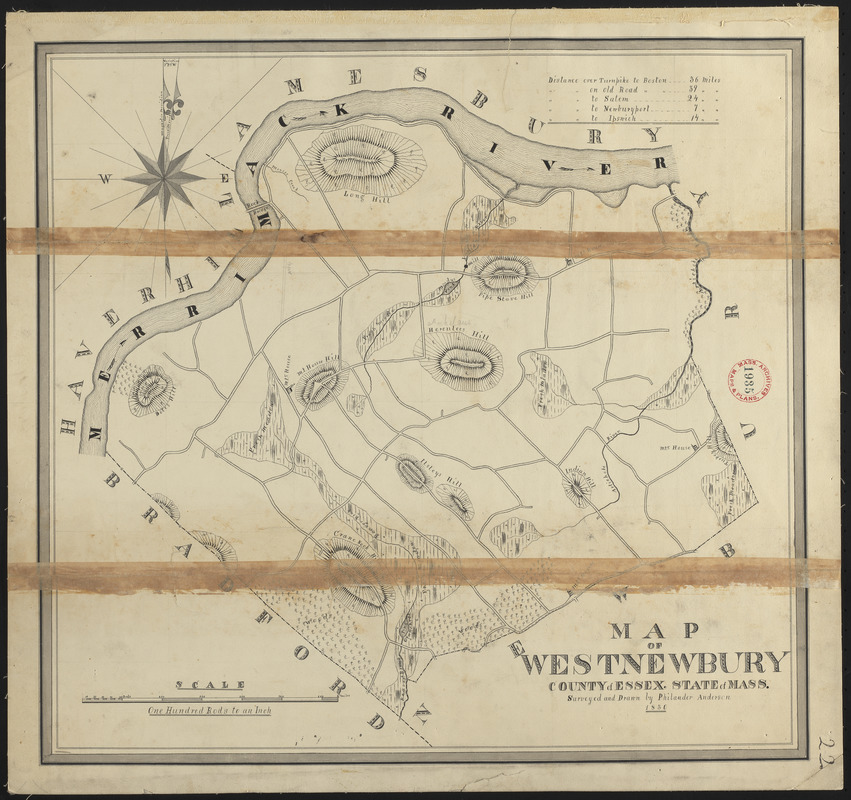 Plan of West Newbury made by Philander Anderson, dated 1830