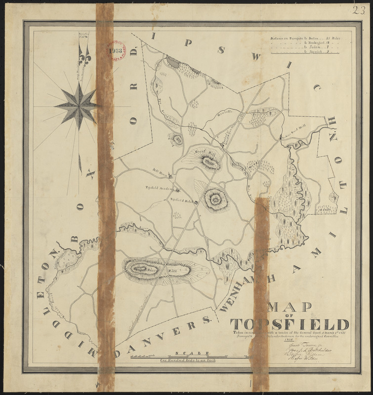 Plan of Topsfield made by Philander Anderson, dated 1830