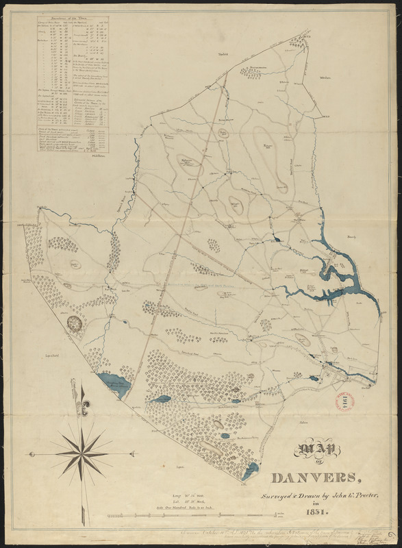 Plan of Danvers made by John W. Proctor, dated 1831