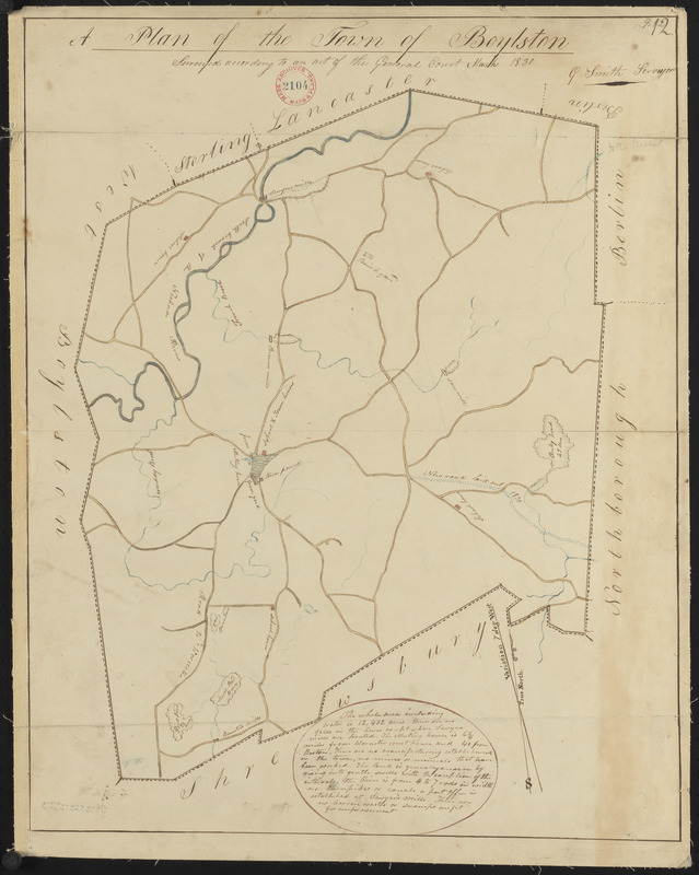 Plan of Boylston made by G. Smith dated 1830