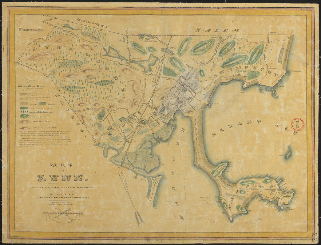 Plan of Lynn made by Alonzo Lewis, dated 1829