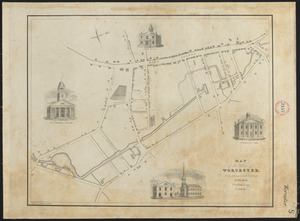 Plan of the Village of Worcester (Worcester) made by Edward E. Phelps, dated July 1829