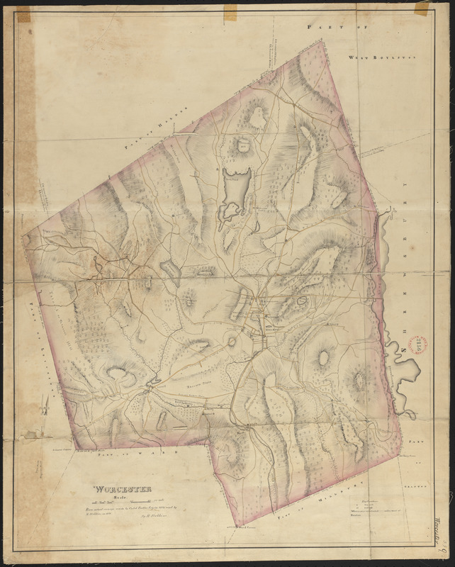 Plan of Worcester made by H. Stebbins, dated 1831