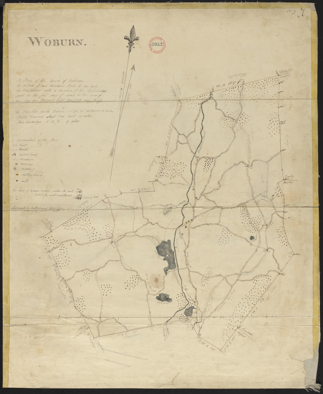 Plan of Woburn made by Bartholomew Richardson, dated 1831